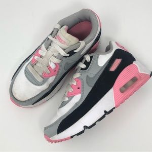 Nike Air Max 90 Girl's Youth Sneakers Size 13C White Pink Gray CD6867-104